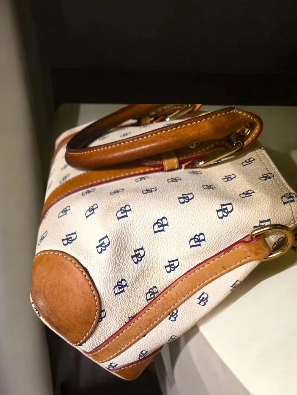 Dooney & Bourke Signature DB Monogram Satchel Tote & Matching Glass Case